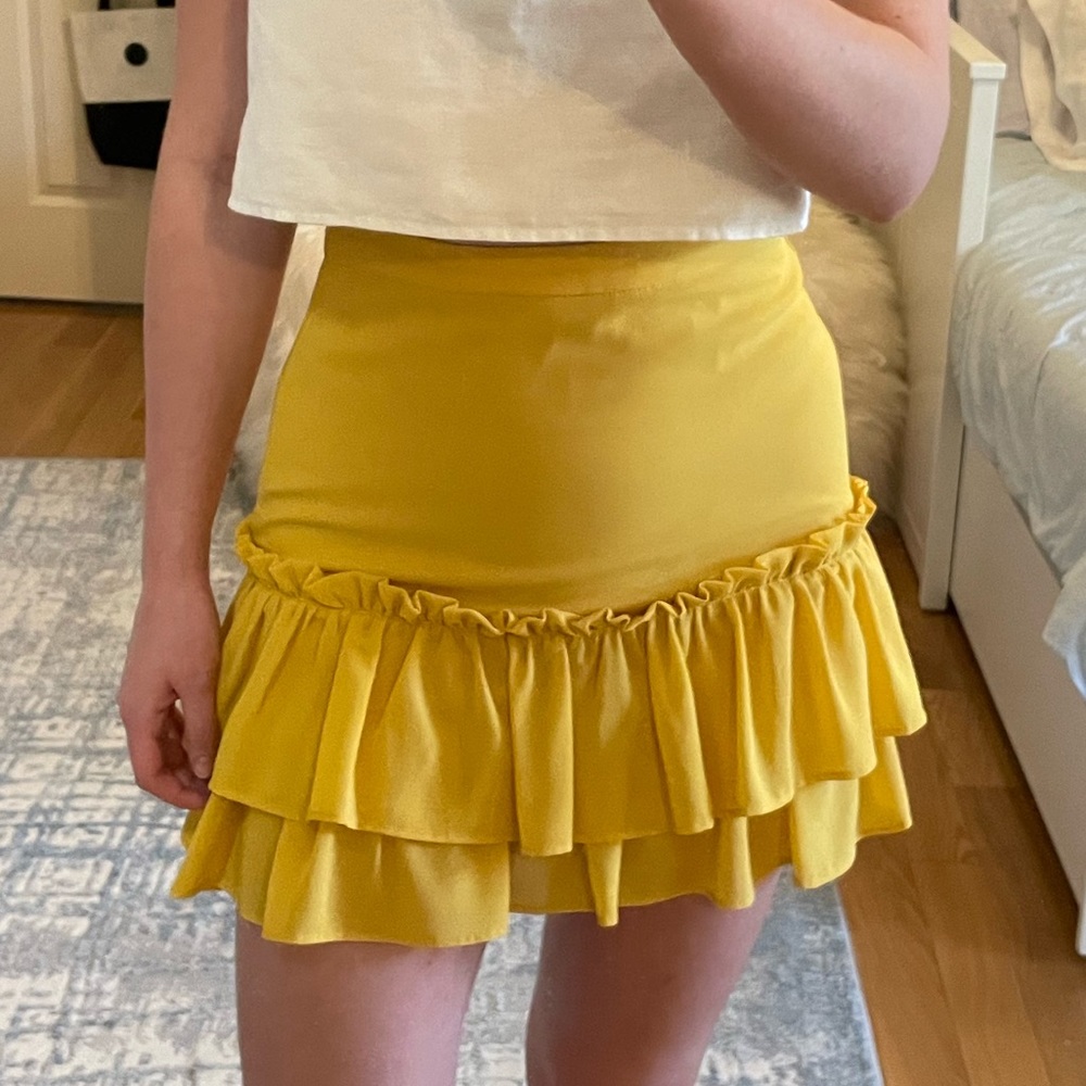 LPA yellow ruffle skirt